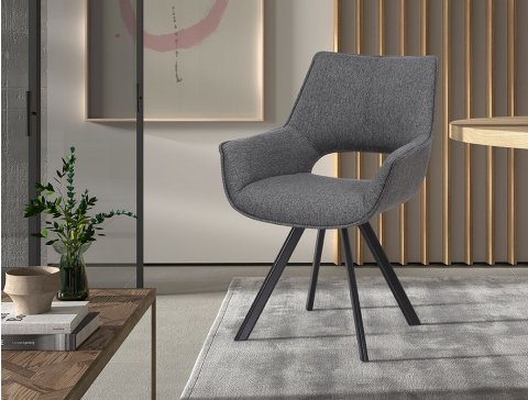 Chaise fauteuil en tissu gris style moderne AURORE - 3242