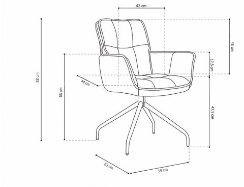 Chaise pivotante industrielle tissu capitonnée marron IBY - 3291