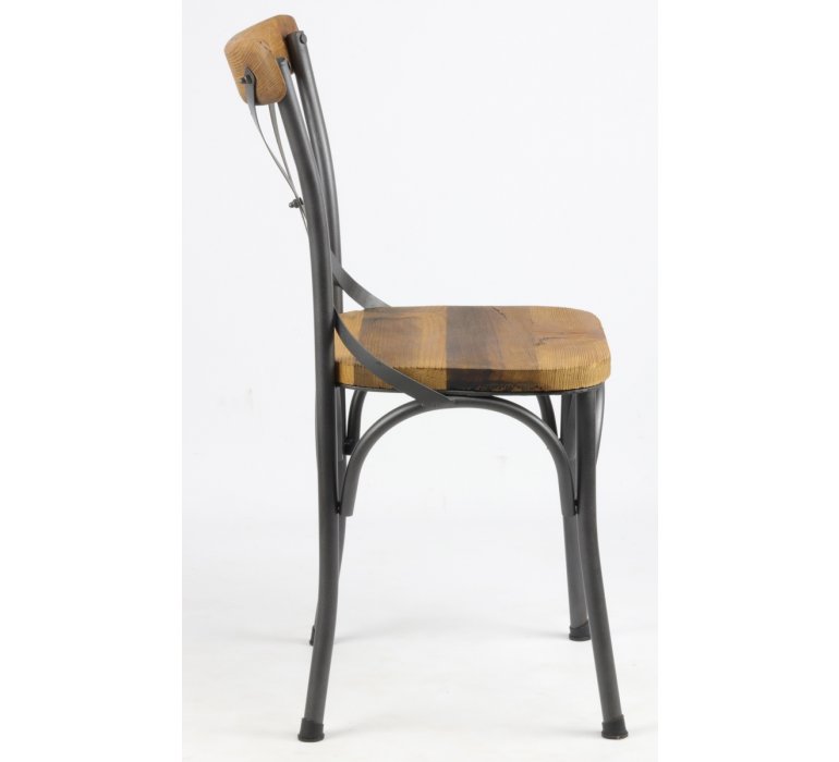 Chaise industrielle vintage bois et métal TRADITION  2528